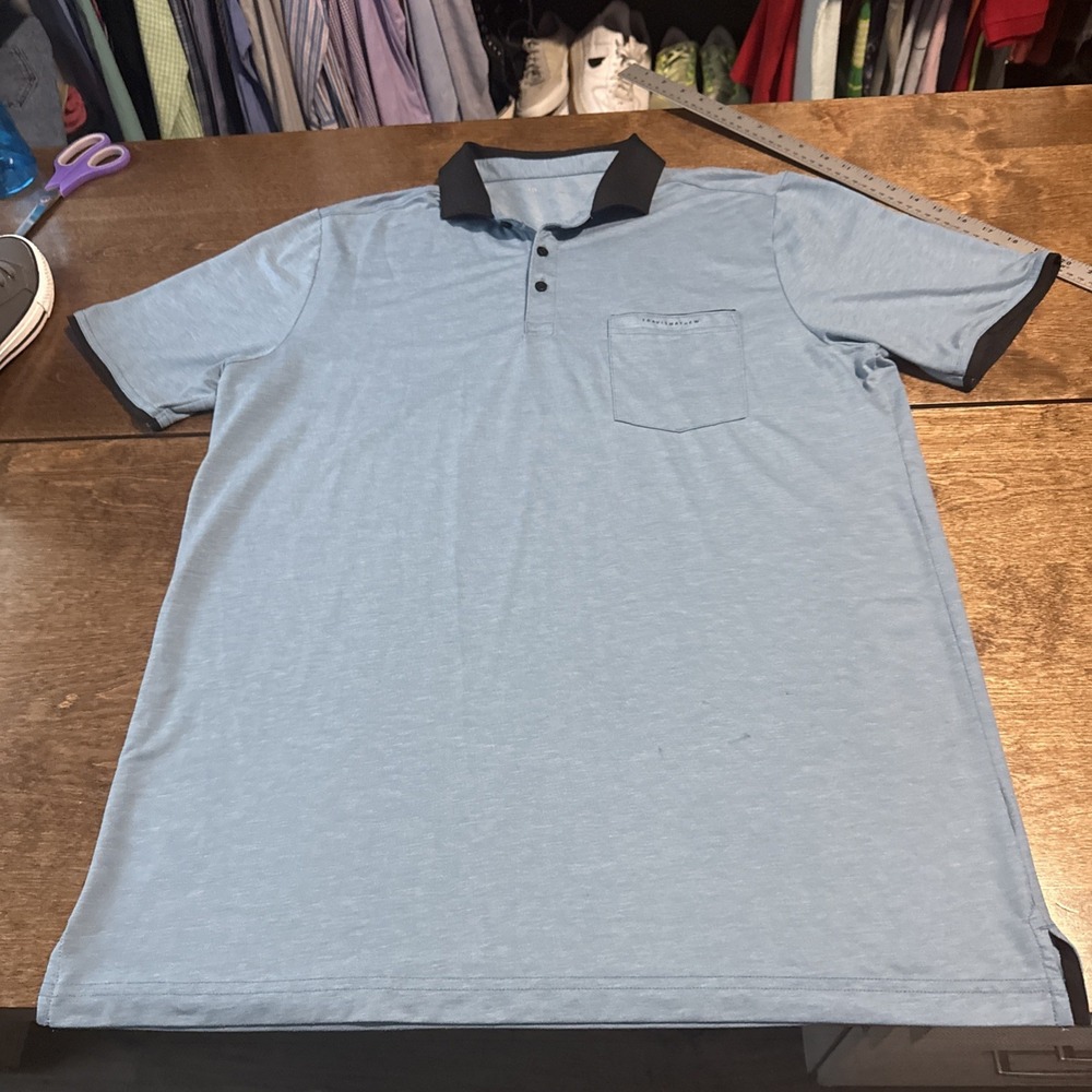 Travis Mathew Polo Golf‎ Shirt Mens Size XL Cotton Blend Short Sleeve Blue